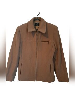 VTG STUDIO LONDON WOOL cashmere tan jacket blazer lined minimalist coastal 8